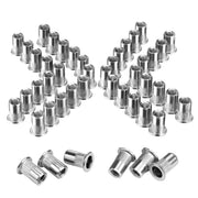 WORKPRO 50Pcs Rivet Nuts, 1/4”-20 Stainless Steel Rivnut, Flat Head Threaded Insert Nutserts with Knurled Body