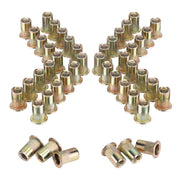 WORKPRO 150Pcs Rivet Nuts, 1/4”-20 Zinc Plated Carbon Steel Rivnut, Flat Head Threaded Insert Nutserts with Knurled Body