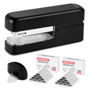 WORKPRO 2-in-1 Stapler with Staples & Staple Remover, 40 Sheet Capacity, Flat Clinch Design, Storage Space, Includes 2000 Standard Staples - Non-Slip Office Stapler for Desk, Classroom, Black