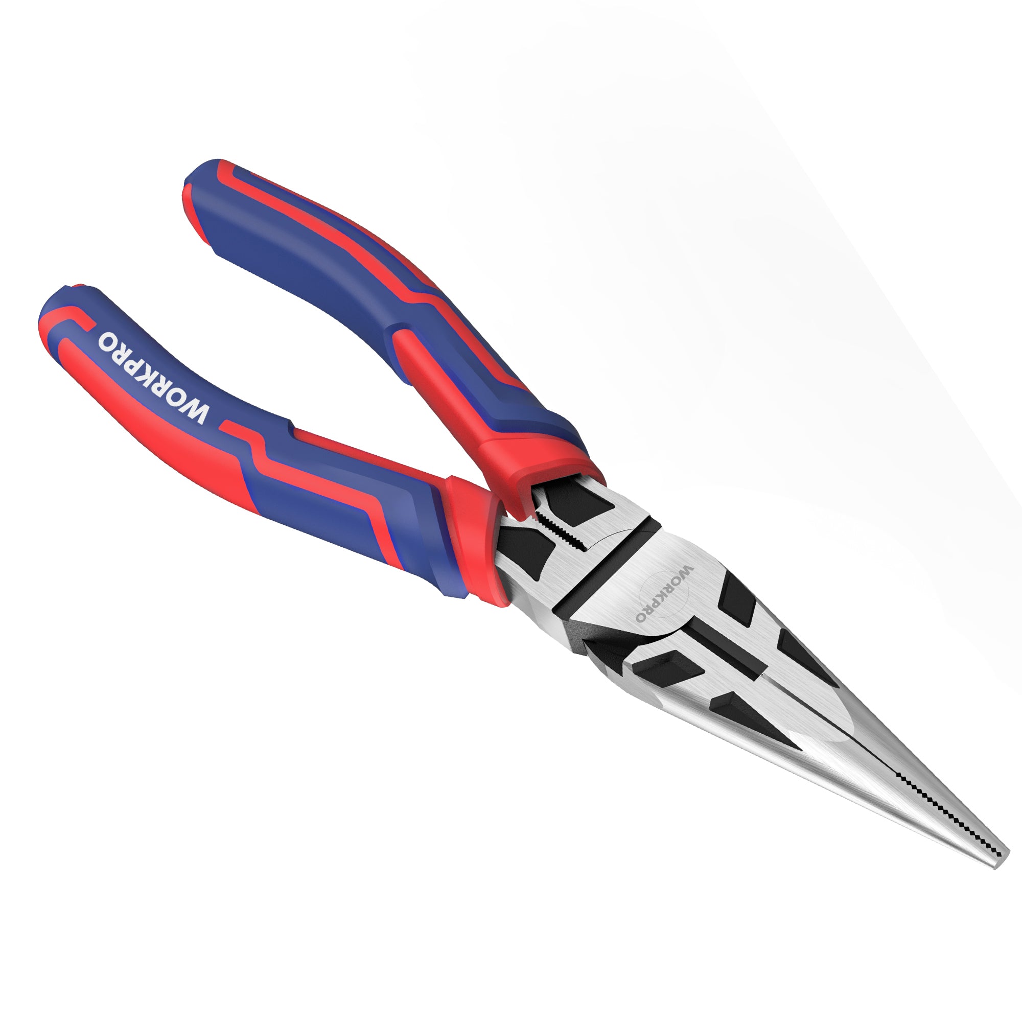 WORKPRO Premium 6" Needle Nose Pliers, Paper Clamp Precision, Heavy-Duty CRV Steel, Soft Grip with Wire Cutter, Long Nose Cutting Pliers