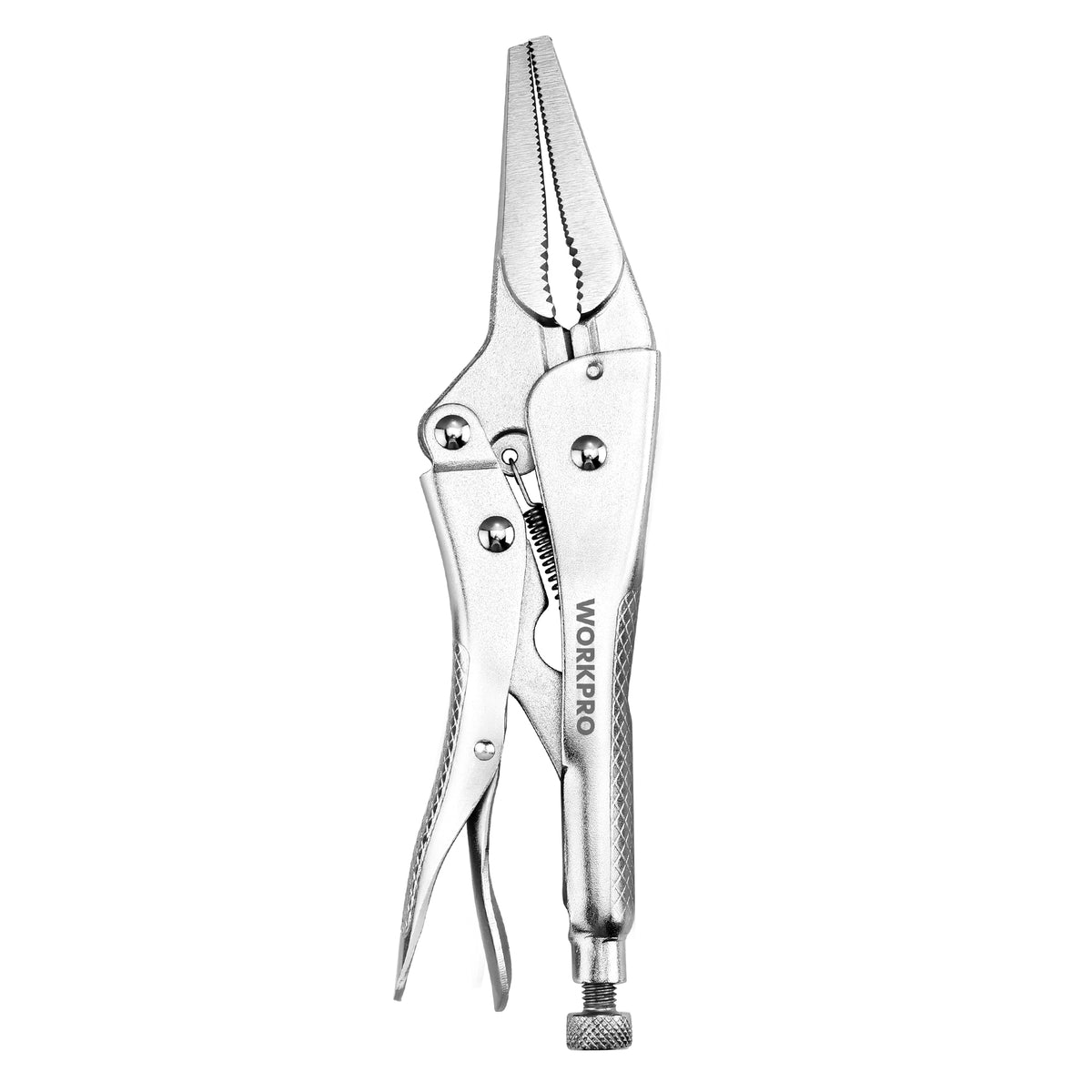 WORKPRO 4-1/2 inch Mini Long Nose Locking Pliers | Chromium-Vanadium Steel Locking Pliers, Locking Adjustable Vise Grips for Clamping Twisting Welding