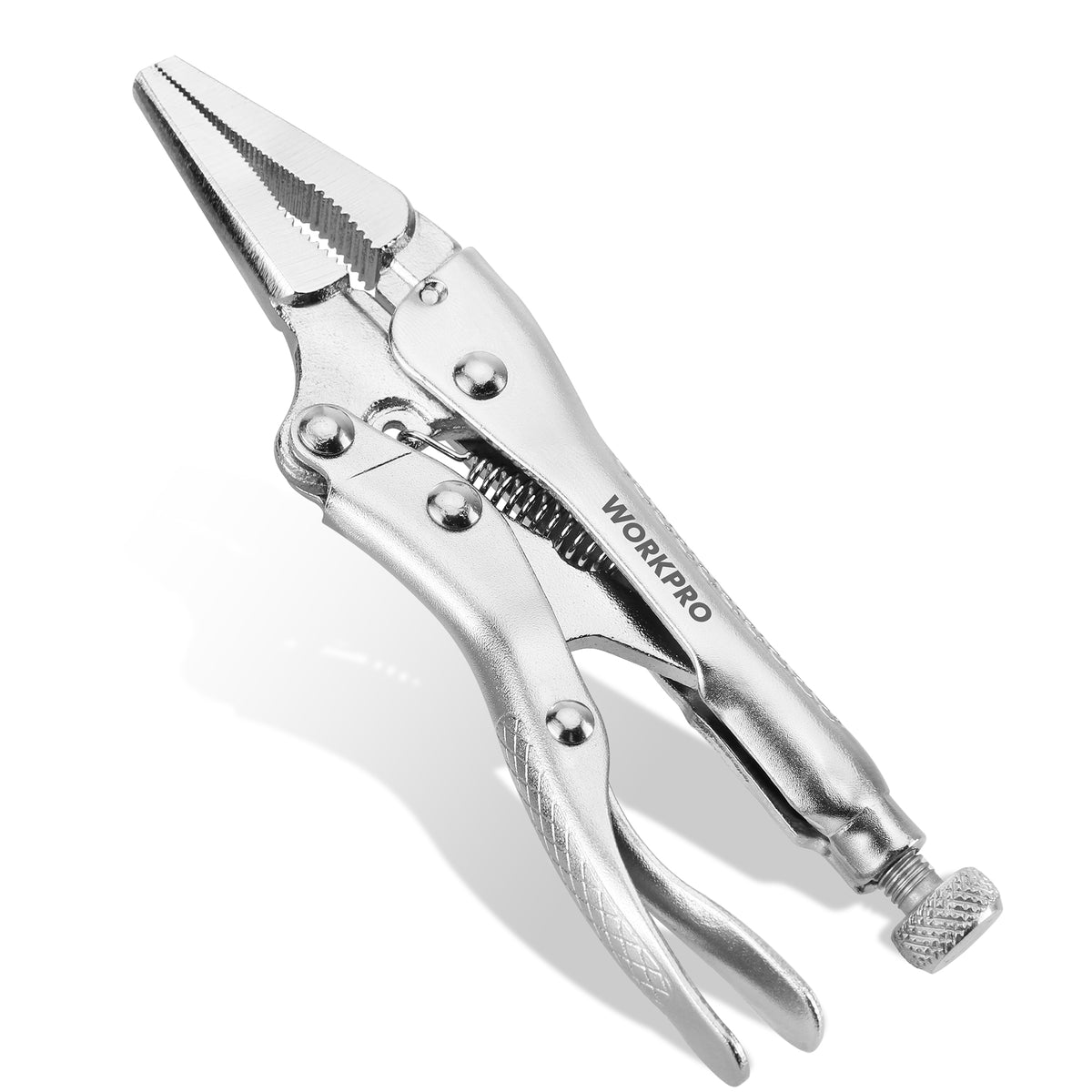 WORKPRO 4-1/2 inch Mini Long Nose Locking Pliers | Chromium-Vanadium Steel Locking Pliers, Locking Adjustable Vise Grips for Clamping Twisting Welding