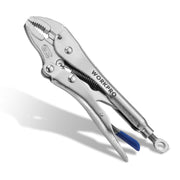 WORKPRO 7 inch curved jaw locking pliers in silver with innovation quality and durable secure grip texture