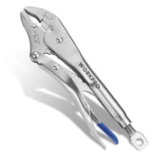 WORKPRO 10" Curved Jaw Locking Pliers with Screw Extractor, CR-MO Steel Construction with Perforated Screw, Multipurpose Clamping Tool for Automotive, Welding, and Home DIY