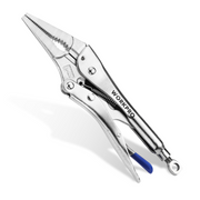 WORKPRO 9.5" Long Nose Locking Pliers, CR-MO Steel Construction with Perforated Screw, Multipurpose Clamping Tool for Automotive, Welding, and Home DIY