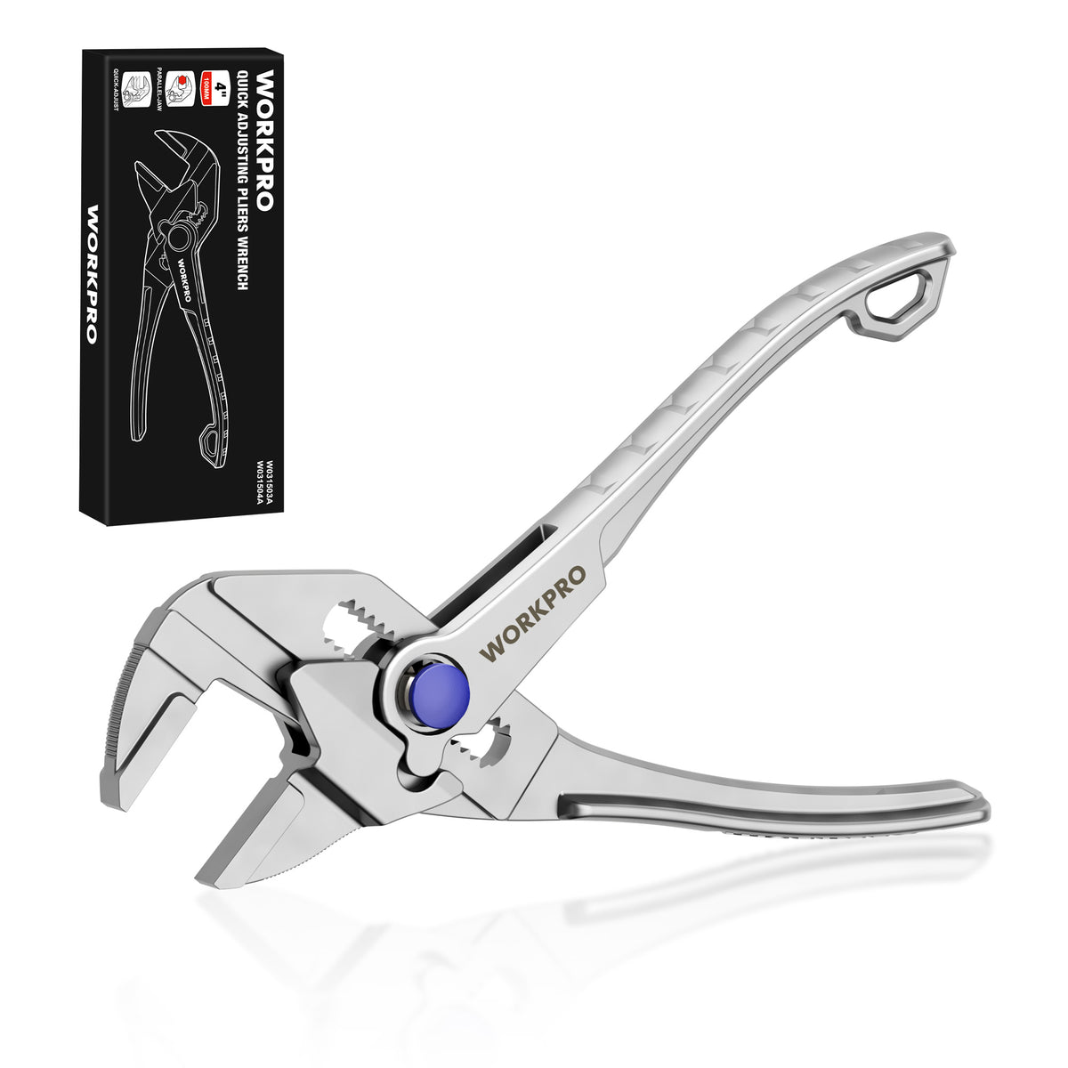 WORKPRO 4" Mini Adjustable Pliers Wrench, Parallel Jaws, Anti-Rust Coating, Compact Tool for Tight Spaces, Silver