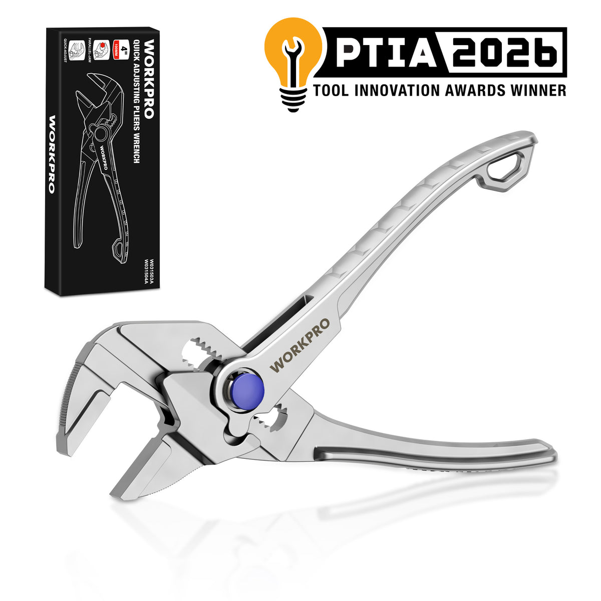 WORKPRO 4" Mini Adjustable Pliers Wrench, Parallel Jaws, Anti-Rust Coating, Compact Tool for Tight Spaces, Silver
