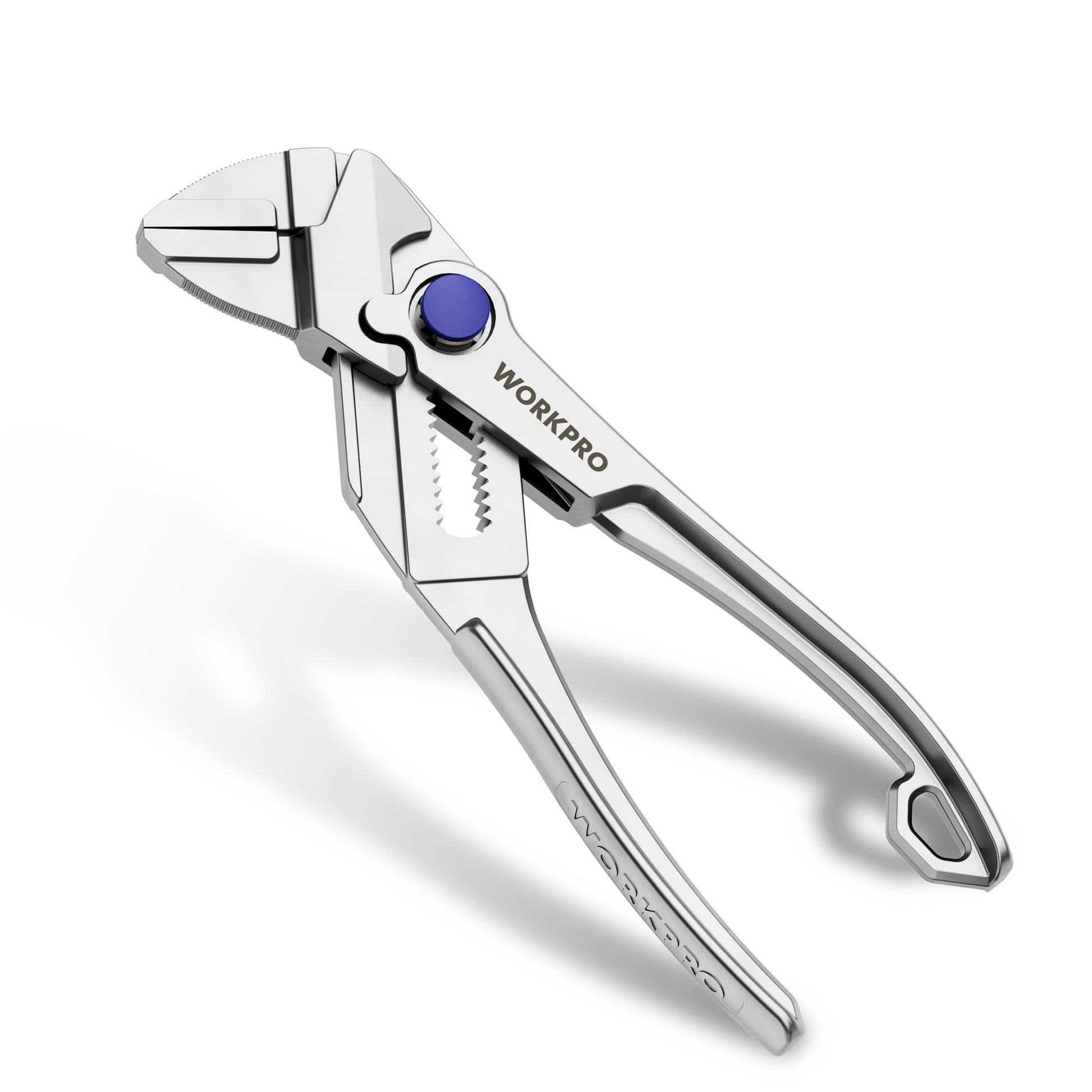 WORKPRO 4-inch mini adjustable pliers wrench with parallel jaws and anti-rust coating, silver