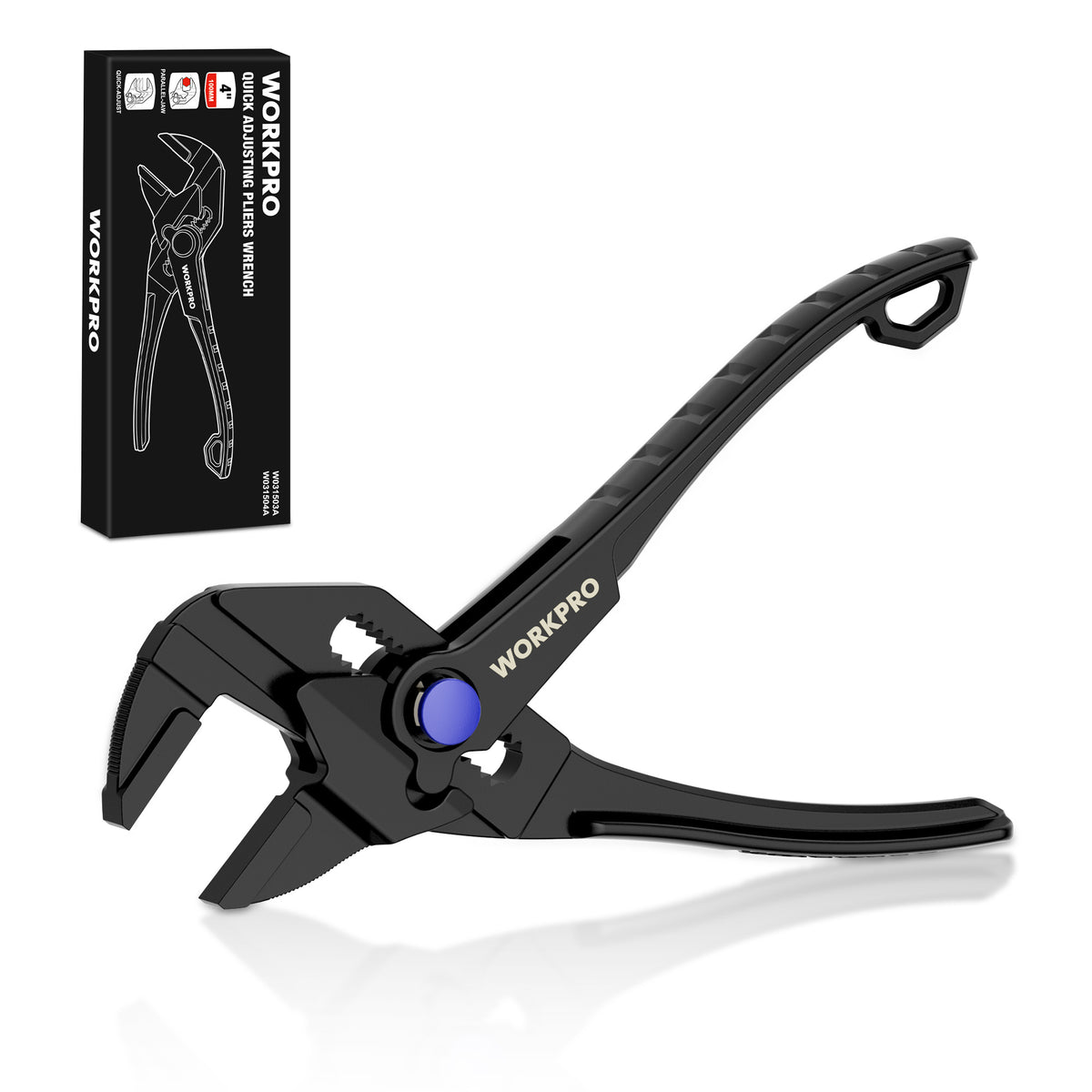 WORKPRO 4" Mini Adjustable Pliers Wrench, Parallel Jaws, Anti-Rust Coating, Compact Tool for Tight Spaces, Black