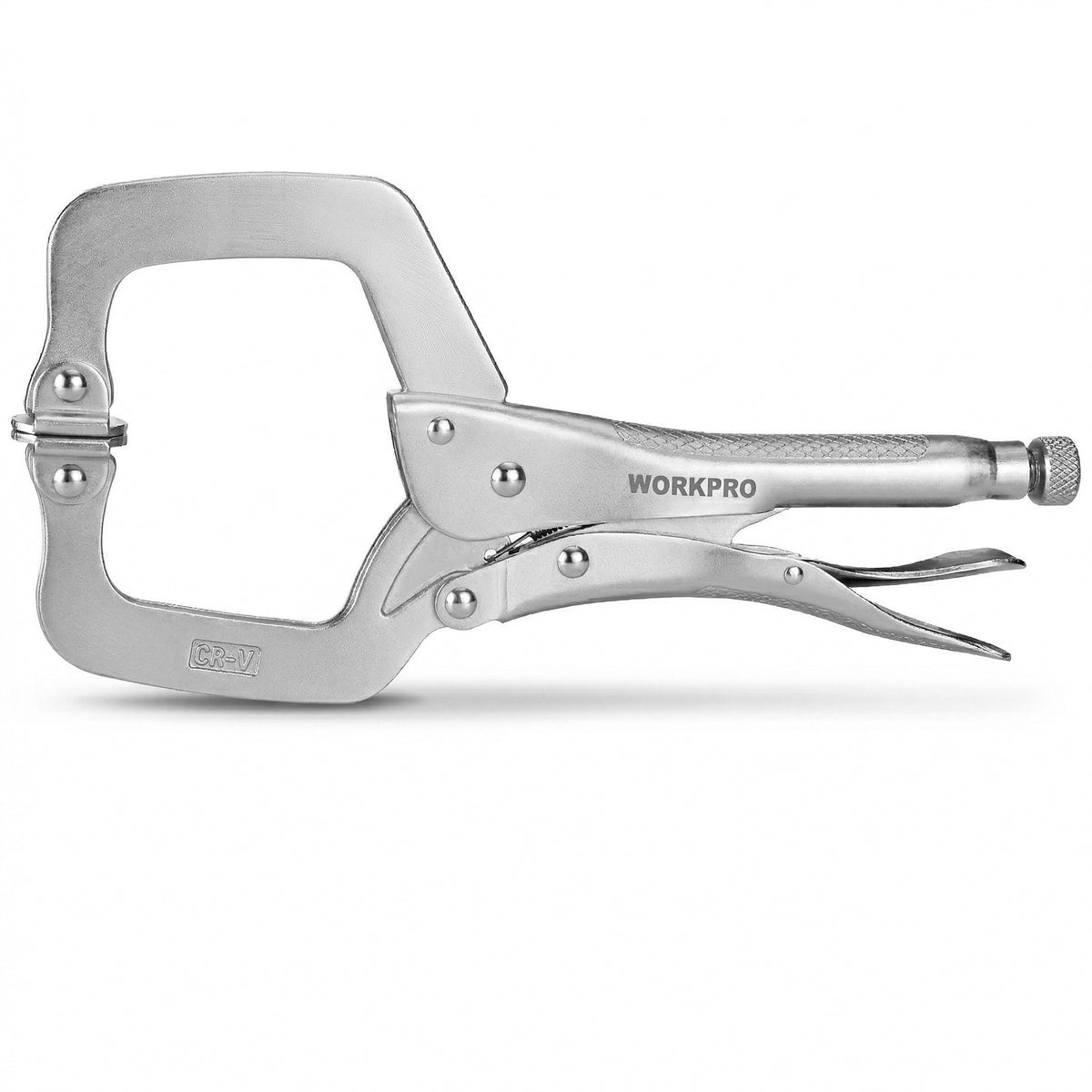 WORKPRO 11 inch locking C-clamp with swivel pads in silver steel, innovation quality high-quality durable secure