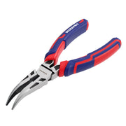 WORKPRO Premium 8" Bent Needle Nose Pliers, Paper Clamp Precision, Heavy-Duty CRV Steel, Soft Grip with Wire Cutter, Long Nose Cutting Pliers