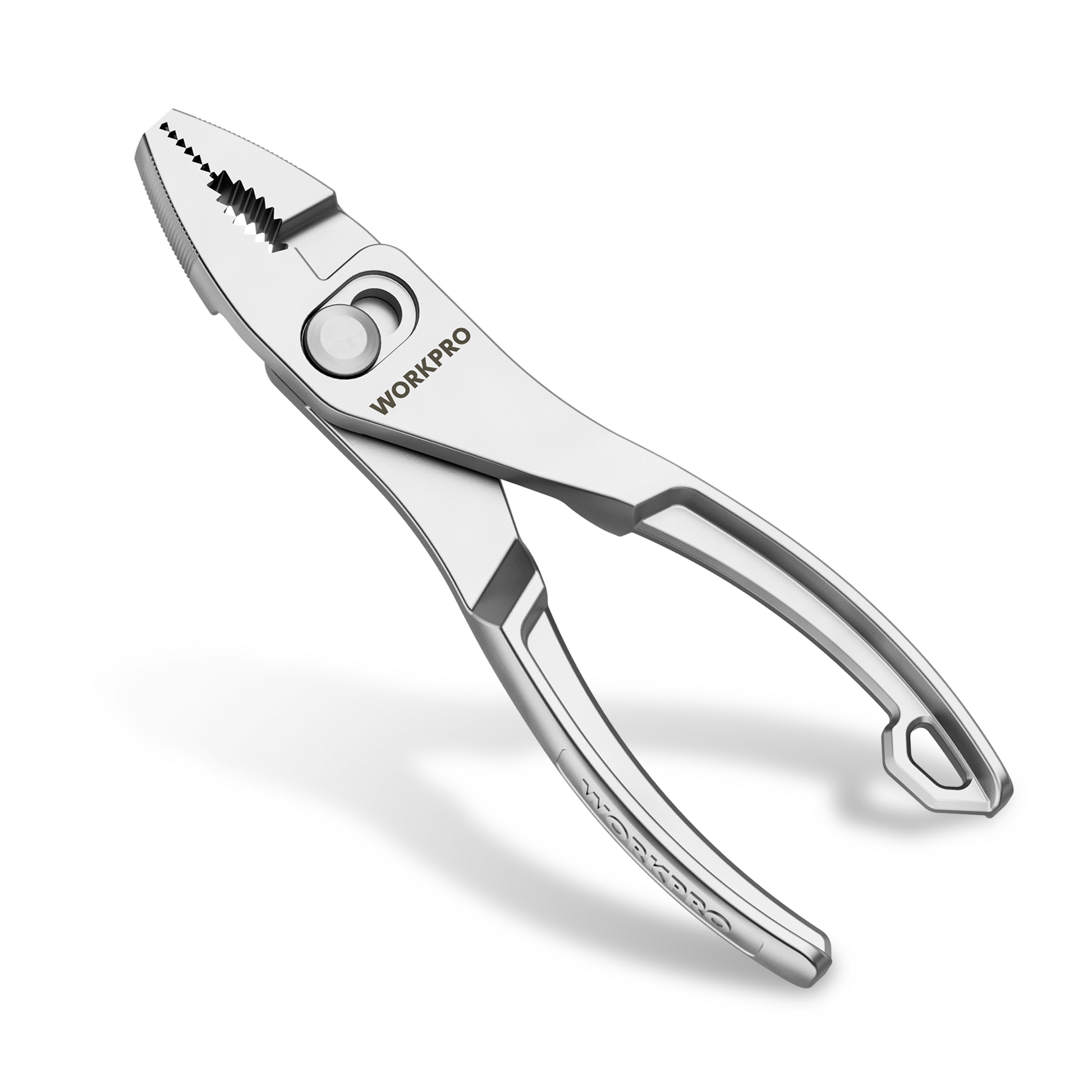 WORKPRO 4-inch slip joint pliers with adjustable jaw and silver metal plier head
