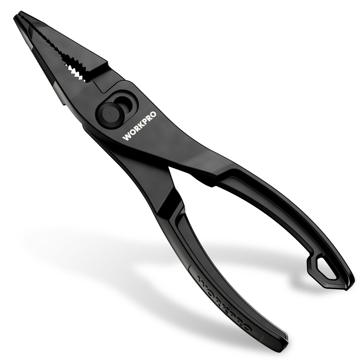 WORKPRO 4.5 Inch Long Nose Slip Joint Pliers, High-Toughness Alloy Steel Adjustable Pliers with Two-Position Smooth Switch, Anti-Rust Coating, Small Pliers for Tight Spaces & Versatile Use