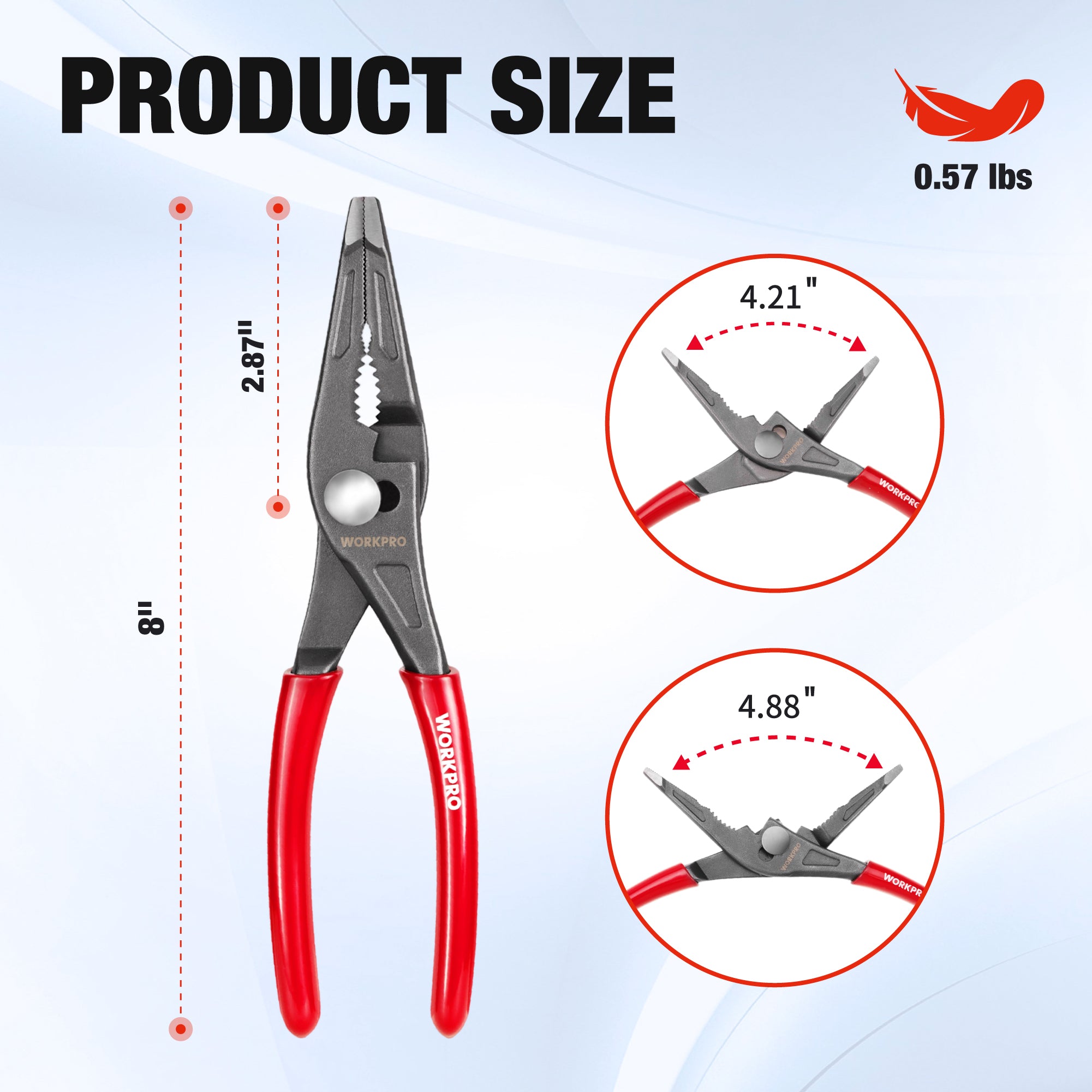 WORKPRO 8" Long Nose Slip Joint Pliers