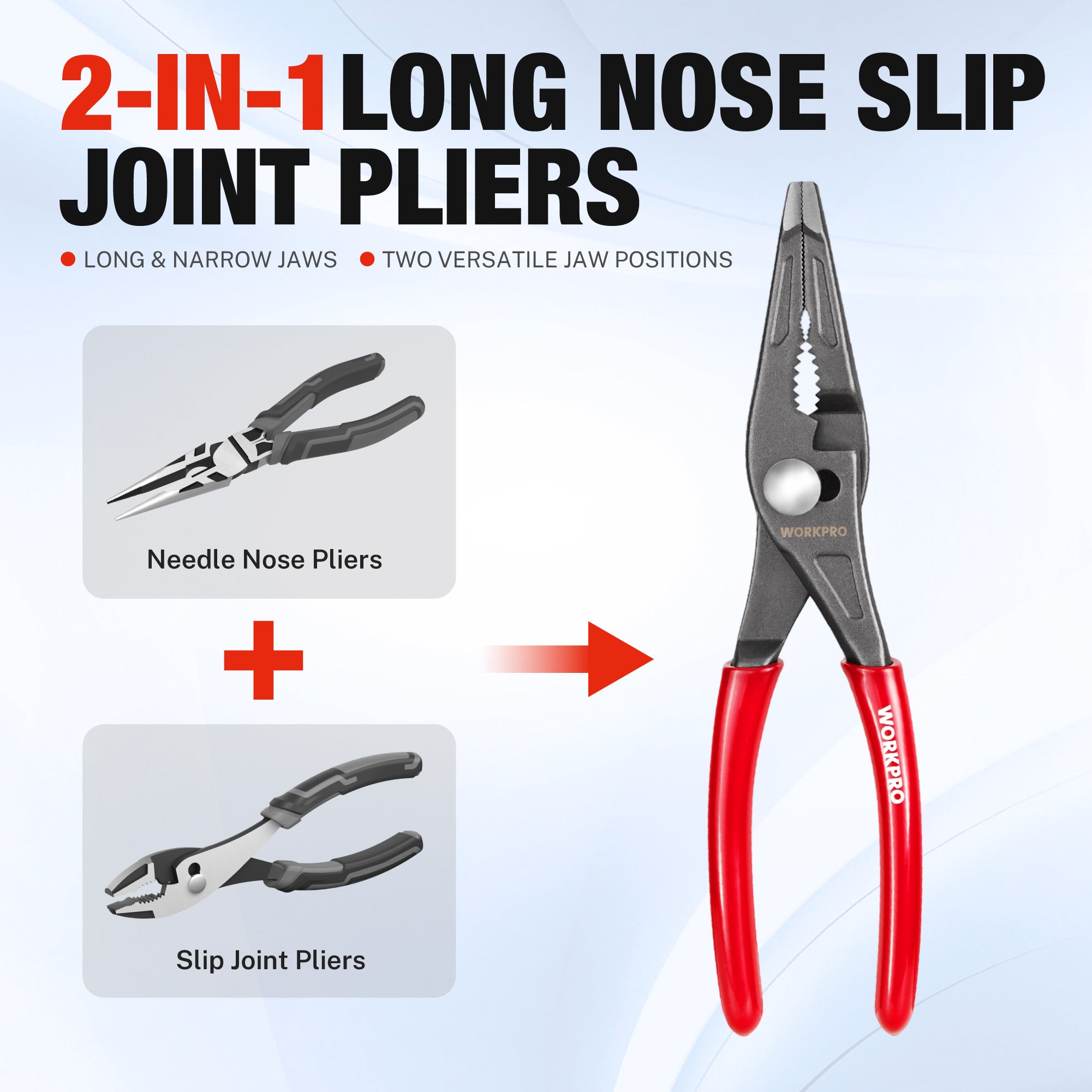 WORKPRO 8" Long Nose Slip Joint Pliers