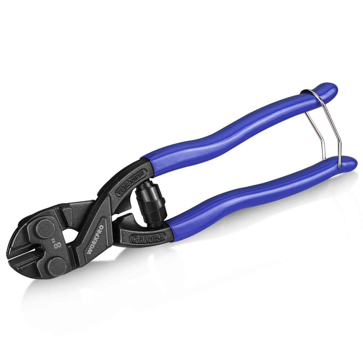 WORKPRO 8-inch Mini Bolt Cutter with Recess and Spring, Blue