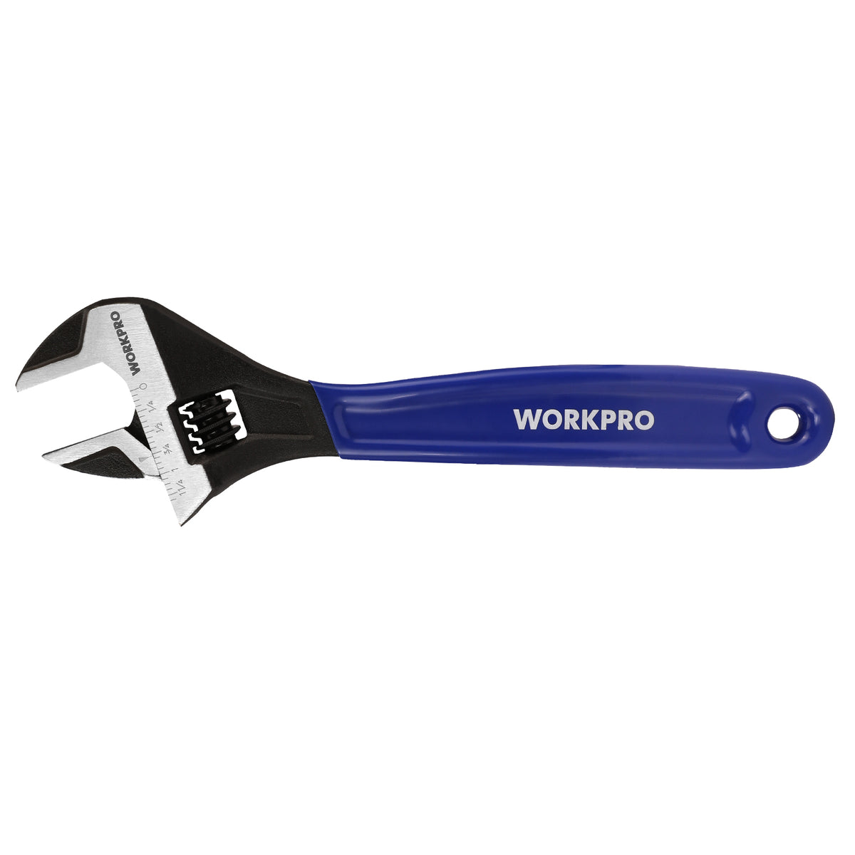 WORKPRO 10-Inch Adjustable Wrench, Cr-V Steel Wide Jaw Black Oxide Wrench, Metric & SAE Scales, for Home, Garage, Workshop and DIY