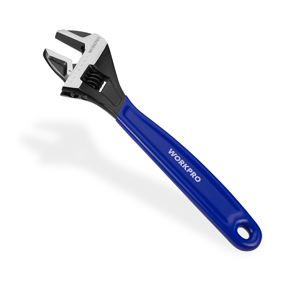 WORKPRO 12-Inch Adjustable Wrench, Wide Jaw Black Oxide Cr-V Steel Wrench, Metric & SAE Scales, for Home, Garage, Workshop and DIY