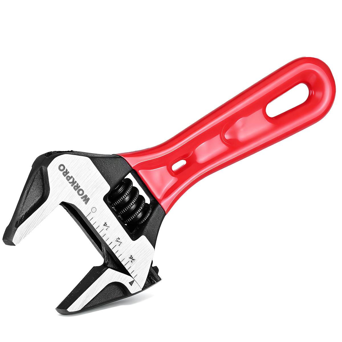 WORKPRO 4" Stubby Adjustable Wrench, 15/16" Extra Wide Jaw Opening