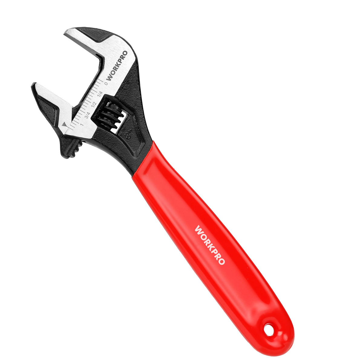 WORKPRO 8-Inch Adjustable Wrench, Cr-V Steel Wide Jaw Black Oxide Wrench