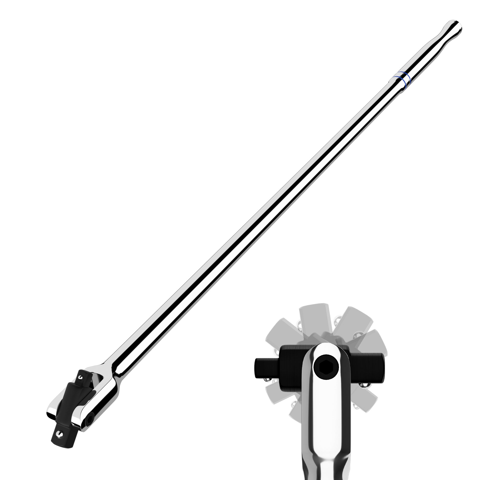 WORKPRO Dual Drive Breaker Bar, 38 and 12 drive, chrome vanadium steel with 360 degree rotatable head
