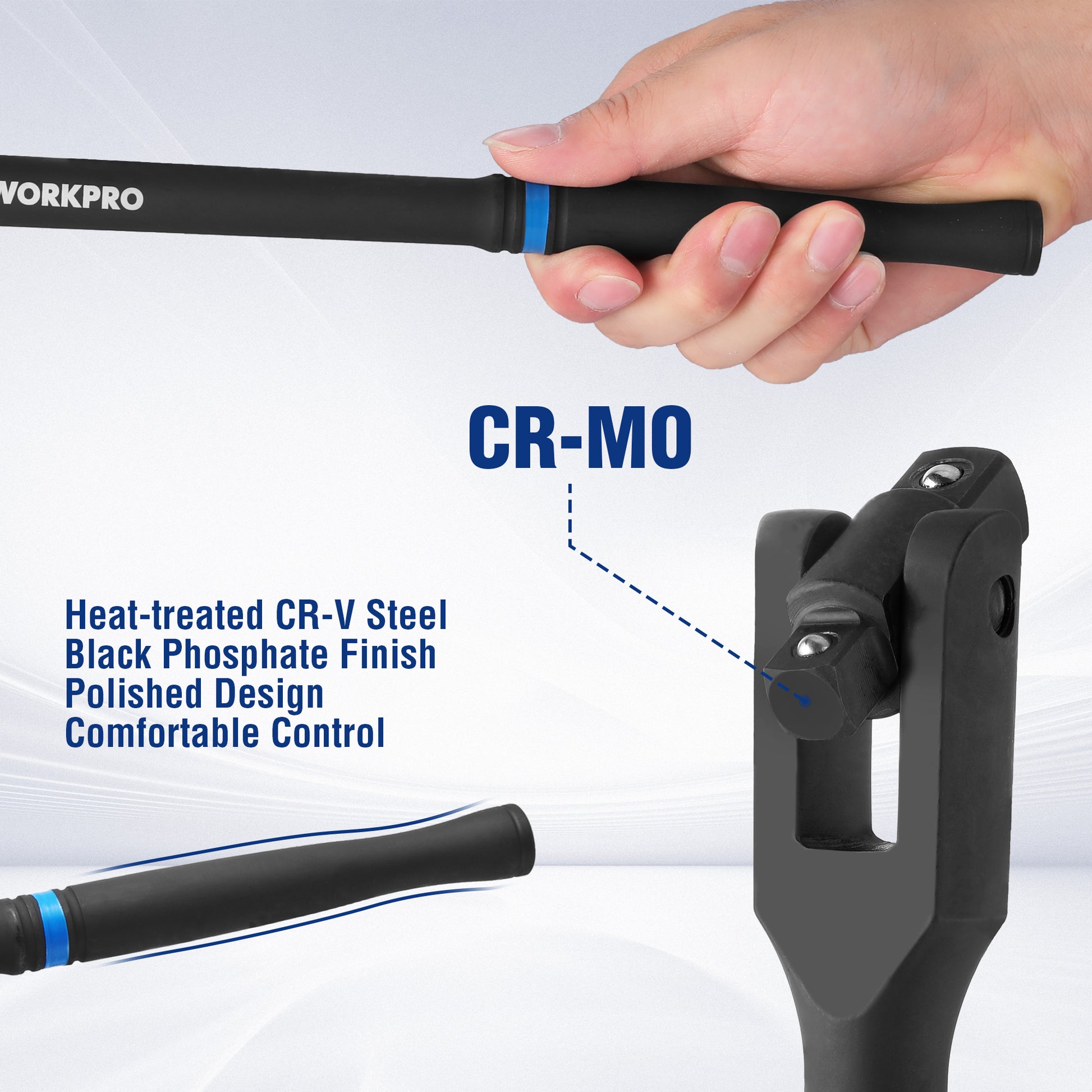 Breaker bar with comfort-grip black handle and steel head with black finish