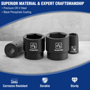 WORKPRO 14PCS 1/2” Drive Shallow Impact Socket Set, SAE Cr-V Steel 6-Point Socket Set with Storage Case for Automotive Repairs