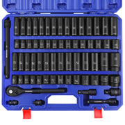 WORKPRO 1/2-inch drive deep and shallow impact socket set in blue case