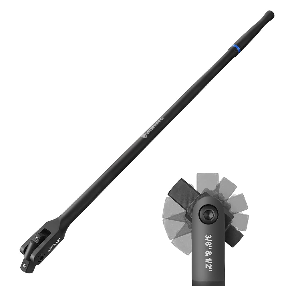Long 24-inch breaker bar with black shaft and dual-drive socket head