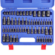 WORKPRO 60-piece Master Torx bit socket and external Torx socket set with black phosphate coated surfaces
