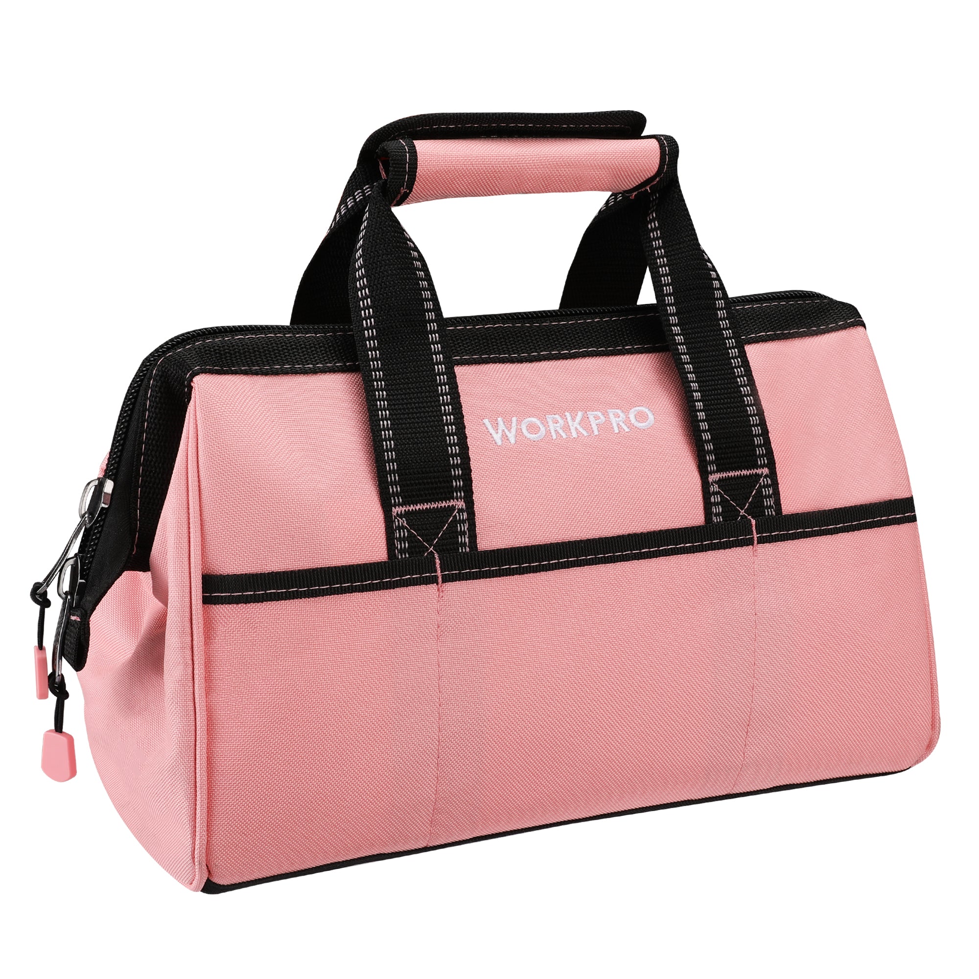 WORKPRO 13-Inch Tool Bag, Pink Soft Cloth Tool Storage Bags - Pink Ribbon