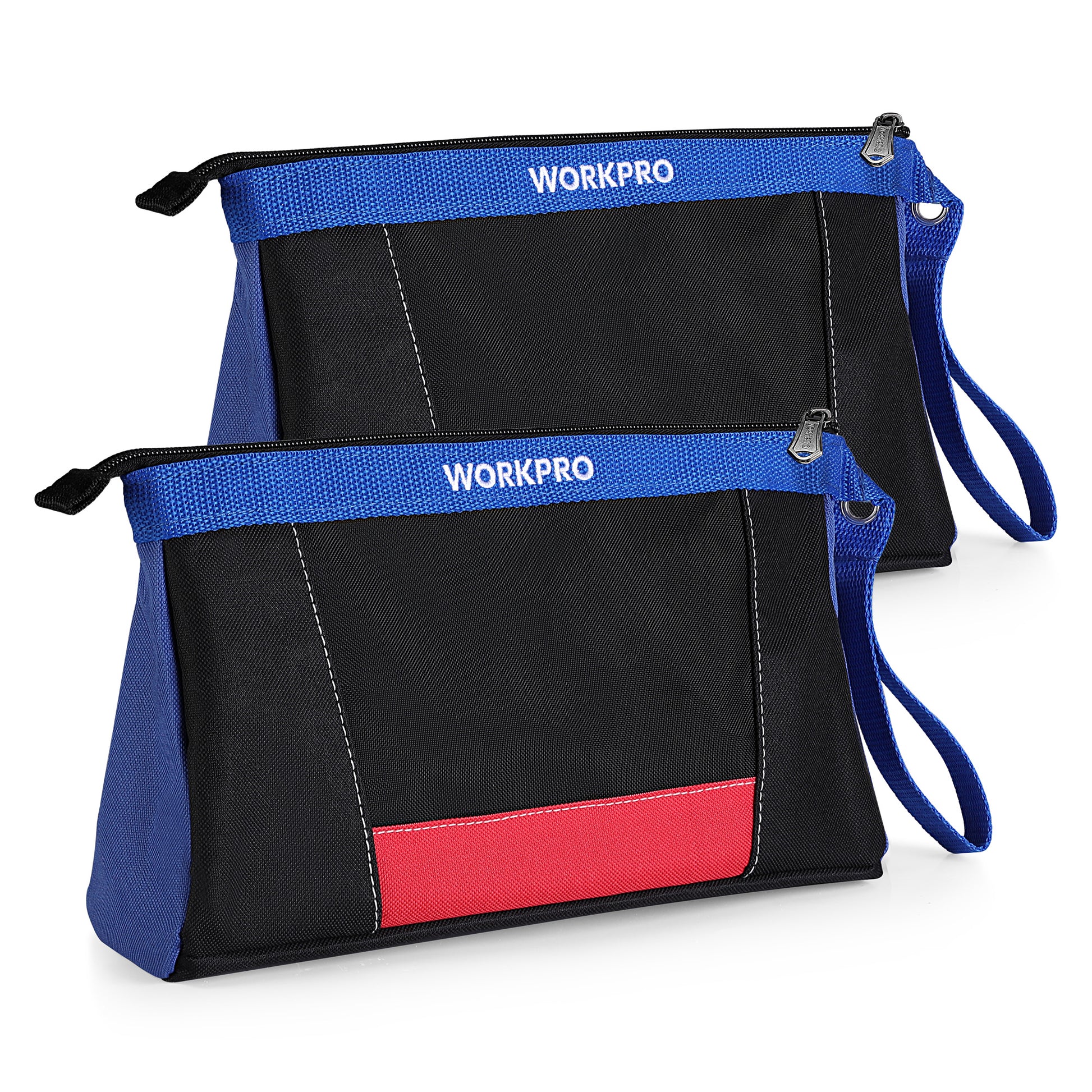 WORKPRO 12 inch tool pouches with zipper, blue and black durable quality and smooth-running secure storage