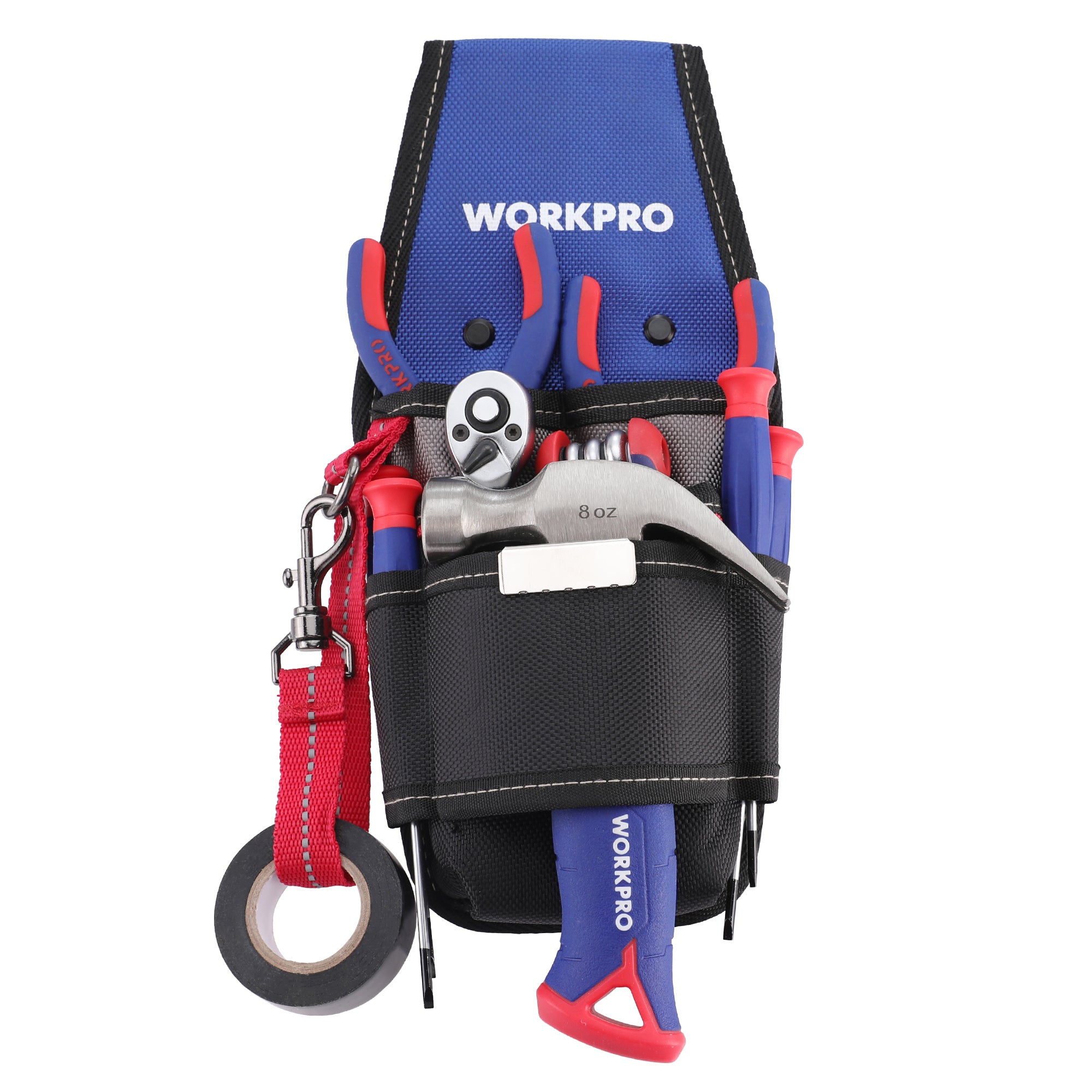 WORKPRO Small Electrician Tool Pouch with multiple pockets, innovation and quality, blue oxford fabric