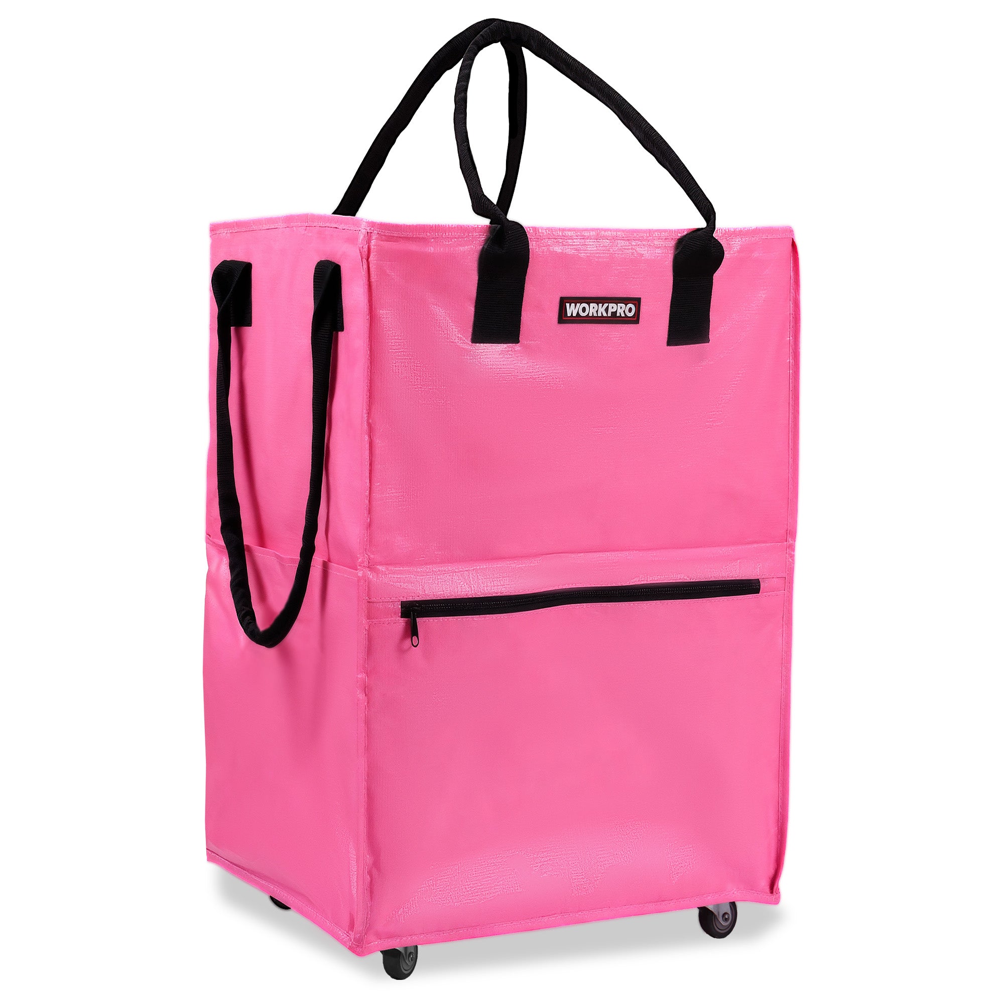 WORKPRO Medium Reusable Grocery Bag on Wheels in pink with innovation quality and durable 4 caster wheels