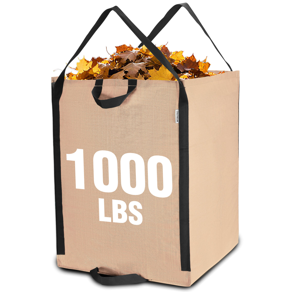 WORKPRO Heavy Duty 72-Gallon Reusable Yard Waste Bags, Self-standing Leaf and Lawn Bags with Reinforced Handles, Garden Waste Bags for Debris, Leaves, Grass, and Outdoor Recycling, Light Tan