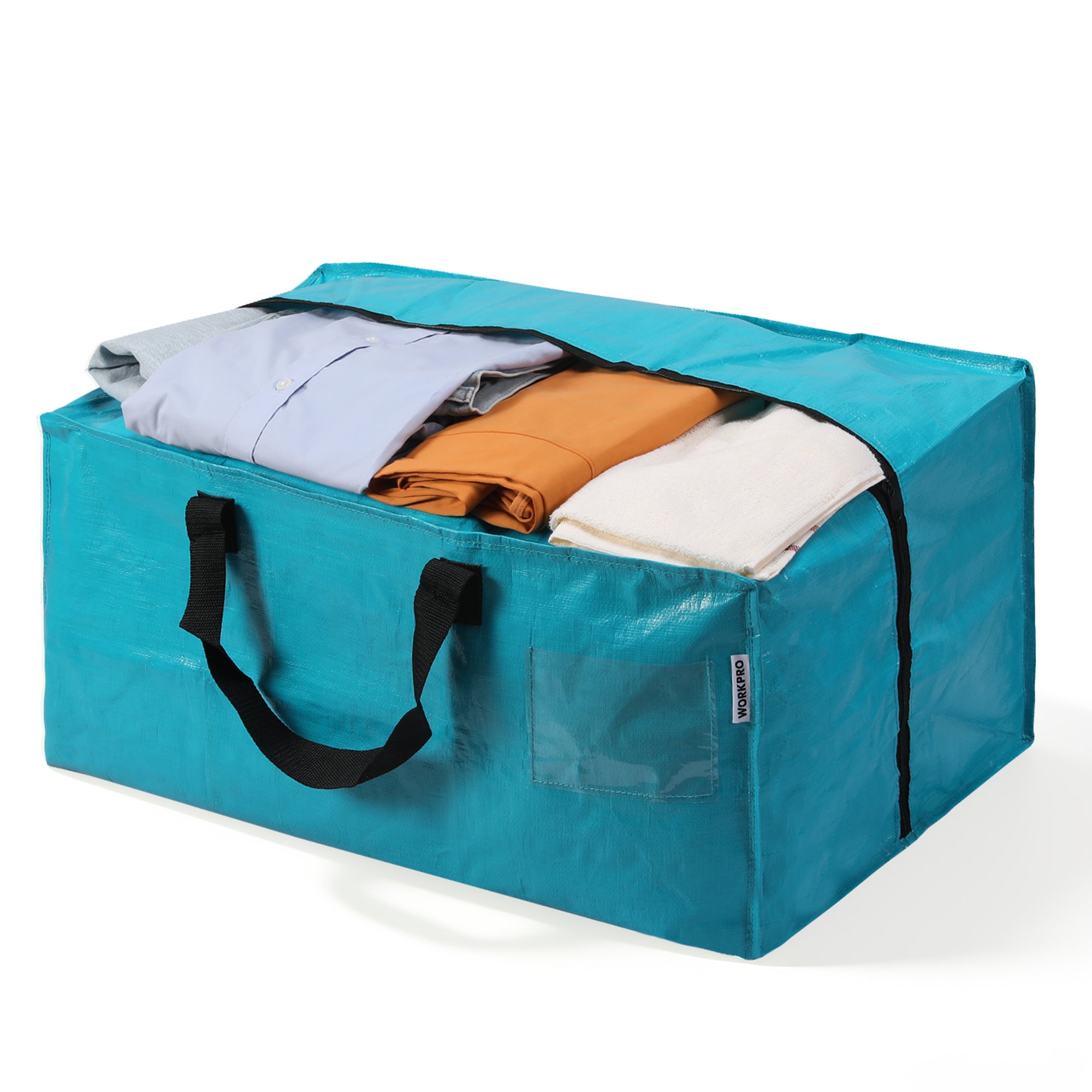 WORKPRO 1 Pack Extra Large Moving Bags with Zippers & Carrying Handles Backpack Straps, Heavy-Duty Storage Tote for Space Saving Moving Storage (Blue)