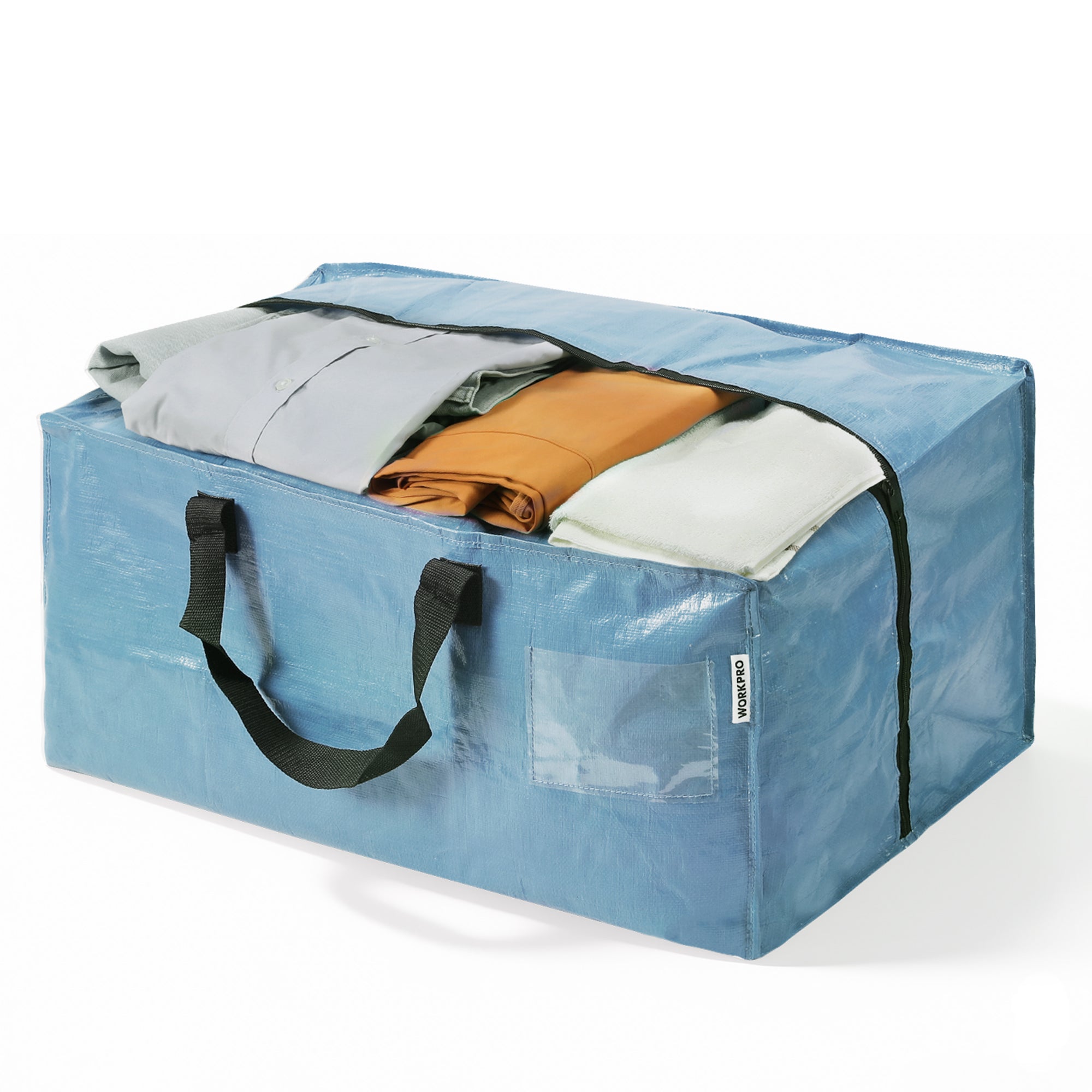 WORKPRO 1 Pack Extra Large Moving Bags with Zippers & Carrying Handles Backpack Straps, Heavy-Duty Storage Tote for Space Saving & Storage, Alternative to Moving Box (Dusty Blue)