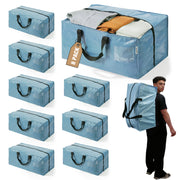 WORKPRO 8 Pack extra large moving bags in dusty blue with secure, durable quality and convenient carry handles