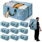 WORKPRO 10 Pack Extra Large Moving Bags in dusty blue with zippers and carry handles, innovation quality