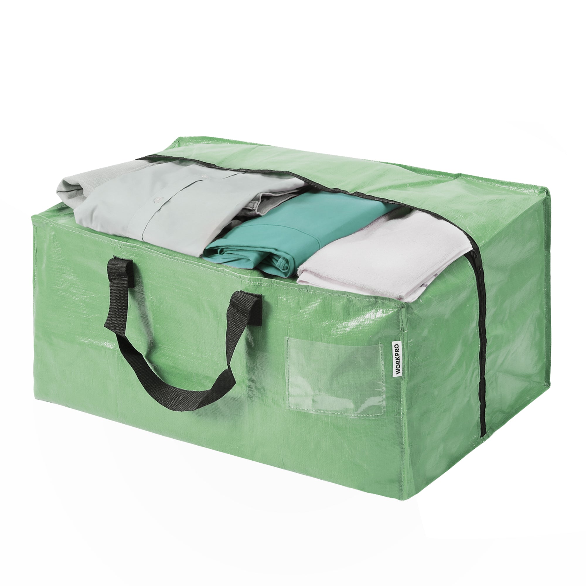 WORKPRO 1 Pack Extra Large Moving Bags with Zippers & Carrying Handles Backpack Straps, Heavy-Duty Storage Tote for Space Saving & Storage, Alternative to Moving Box (Green)
