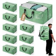 WORKPRO 8 Pack Extra Large Moving Bags with Zippers & Carrying Handles Backpack Straps, Heavy-Duty Storage Tote for Space Saving & Storage, Alternative to Moving Box (Green)