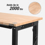 WORKPRO 48"/60" Adjustable Workbench 2000 LBS Load Capacity Hardwood Worktable with Power Outlets