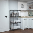 WORKPRO 4 Tier Adjustable Metal Storage Shelves with Hooks for Pantry Closet Kitchen Basement - 24" W x 14" D x 48" H