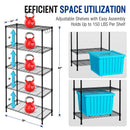 WORKPRO 750lbs Storage Shelves, 5 Tier Metal Shelving Unit, Garage Wire Rack, Standing Adjustable Shelves with Hooks for Pantry Closet Kitchen Basement, 30" W x 14" D x 60" H