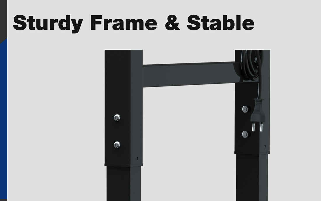 Black power adapter and cable on a sturdy metal frame, with secure and durable design details