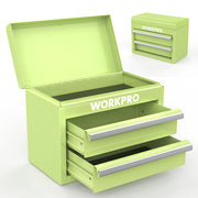 WORKPRO Mini Metal Tool Box with 2 Drawers and Top Storage, Macaron Green