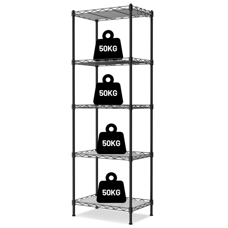 WORKPRO 5-Tier Metal Storage Shelving, 17-3/8"W x 11-1/2"D x 51-1/2"H, 550 LBS Load Capacity