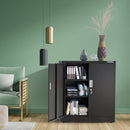 WORKPRO Small Industrial Metal Storage Cabinet with Doors and Shelves,Garage Cabinet with Lock for Home, Warehouse, Office, Shop, Solid Packed, Black