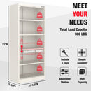 WORKPRO Small Industrial Metal Storage Cabinet with Doors and Shelves,Garage Cabinet with Lock for Home, Warehouse, Office, Shop, Solid Packed, White