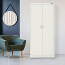 WORKPRO Small Industrial Metal Storage Cabinet with Doors and Shelves,Garage Cabinet with Lock for Home, Warehouse, Office, Shop, Solid Packed, White